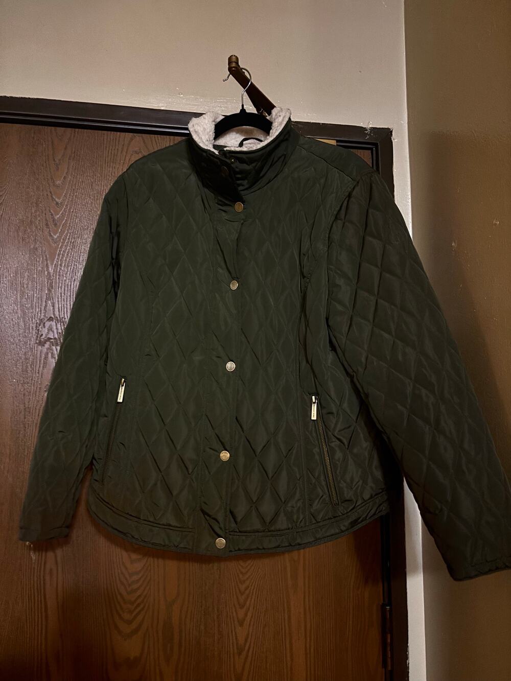 Michael Kors Olive Green Sherpa Quilted Winter Outerwear Coat/ Jacket
